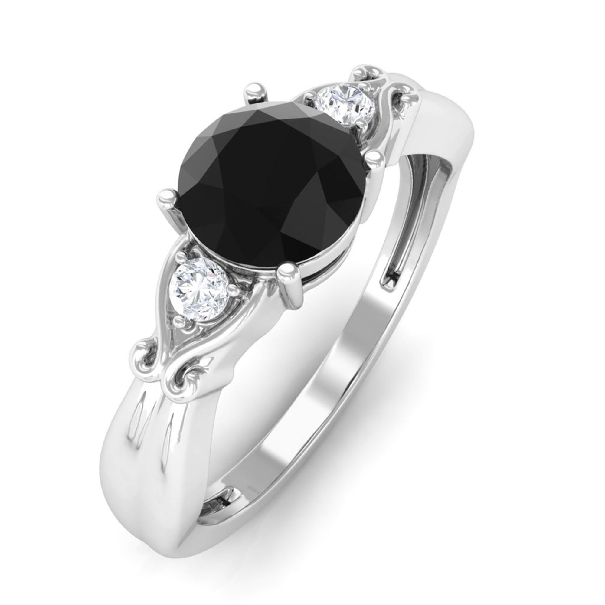 Vibrant Grown Labs-Solitaire Lab Grown Black Diamond Promise Ring