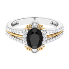 Vibrant Grown Labs-Oval Lab Grown Black Diamond Statement Engagement Ring with Accent