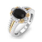 Vibrant Grown Labs-Oval Lab Grown Black Diamond Statement Engagement Ring with Accent