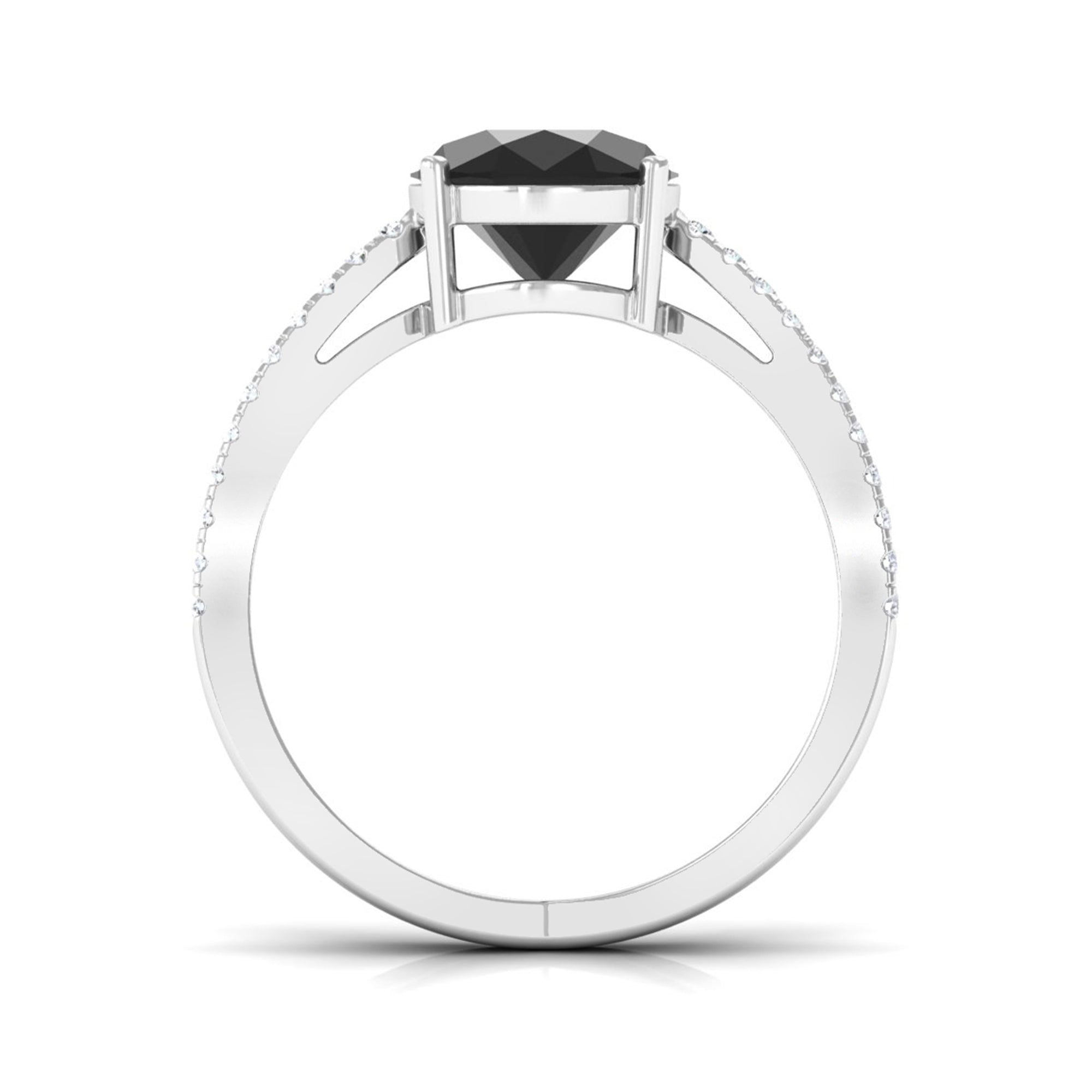 Vibrant Grown Labs-Oval Lab Grown Black Diamond Solitaire Engagement Ring with Accent