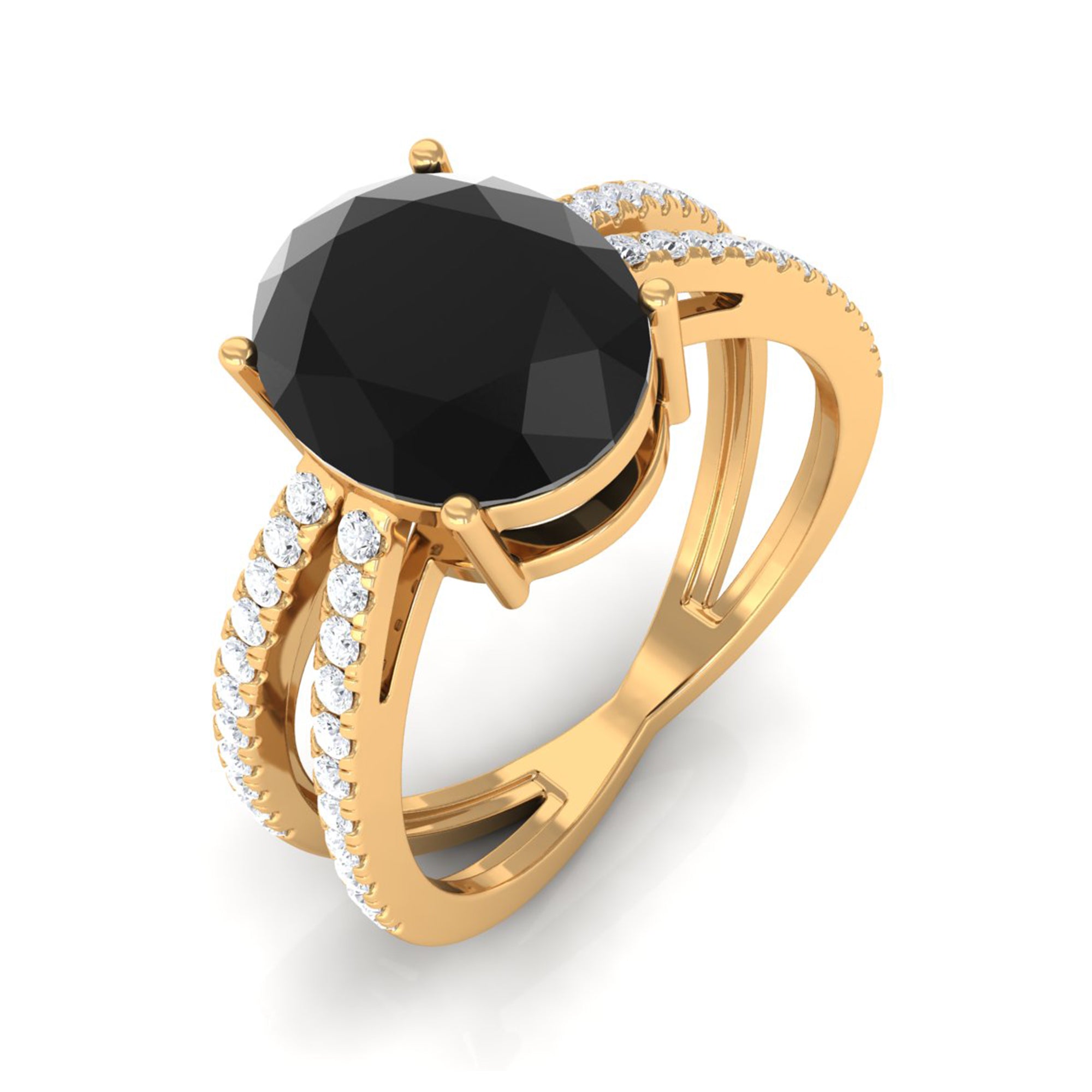 Vibrant Grown Labs-Oval Lab Grown Black Diamond Solitaire Engagement Ring with Accent