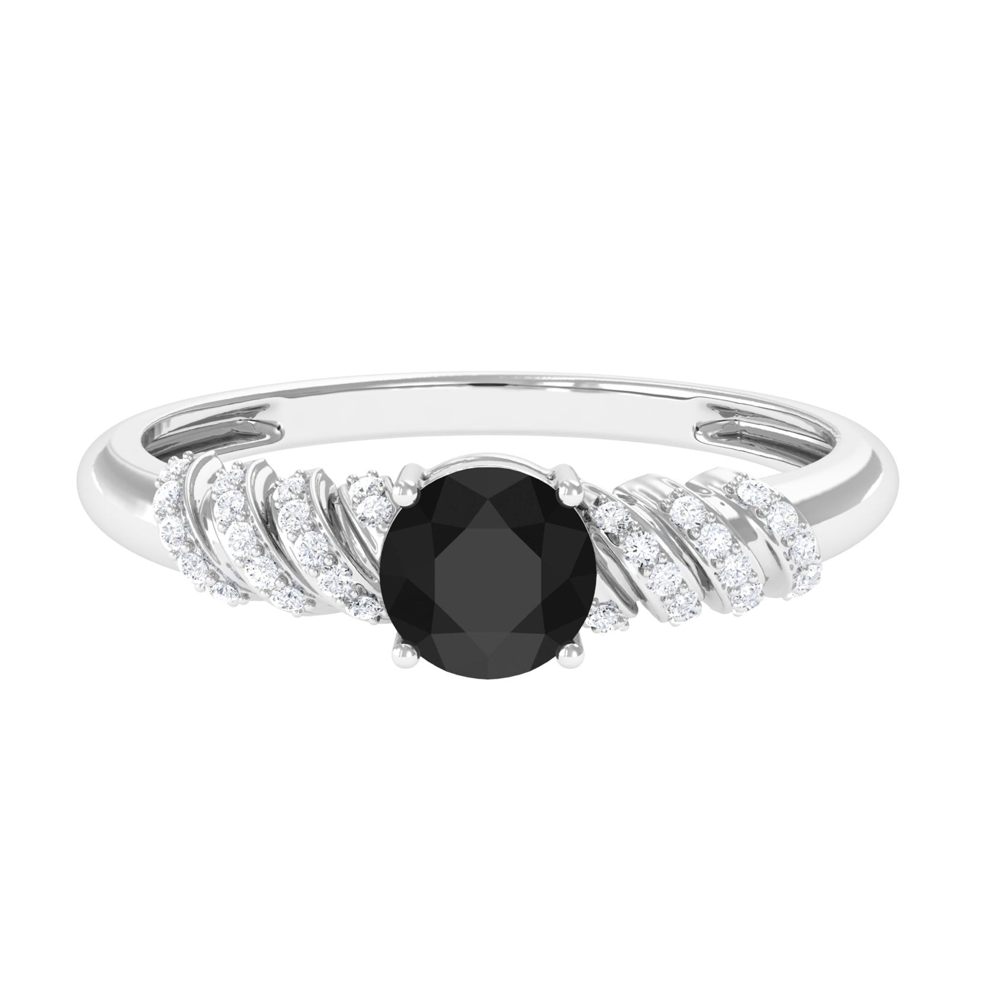 Lab Grown Black Diamond Solitaire Promise Ring Lab Created Black Diamond - ( AAAA ) - Quality - Vibrant Grown Labs