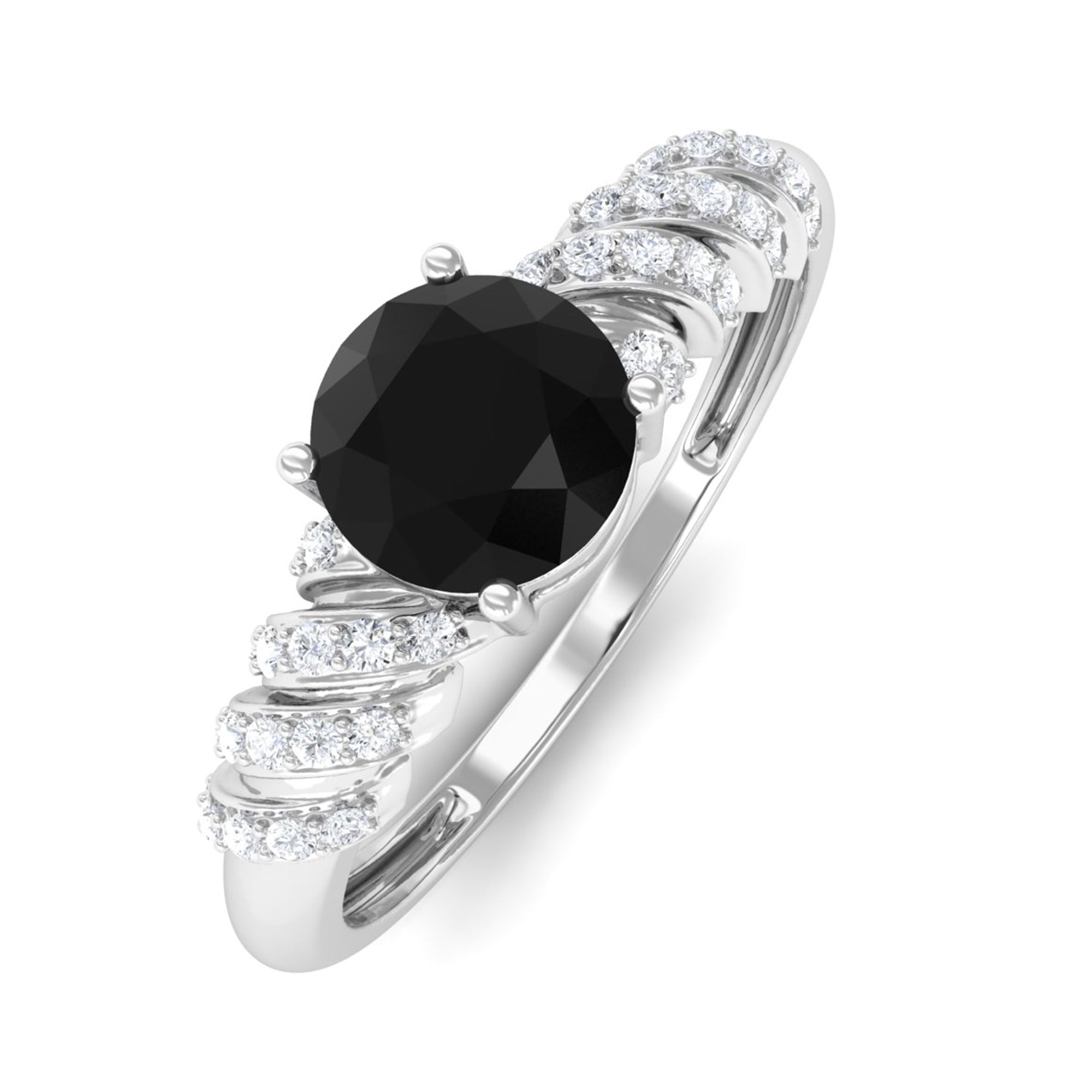 Lab Grown Black Diamond Solitaire Promise Ring Lab Created Black Diamond - ( AAAA ) - Quality - Vibrant Grown Labs