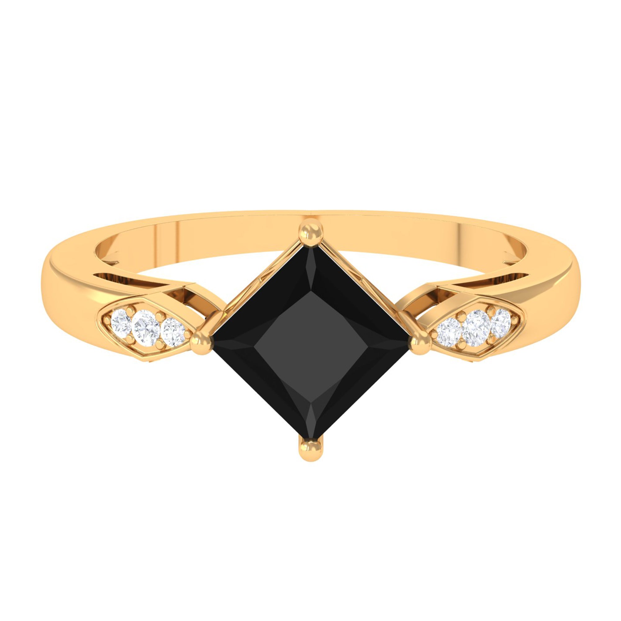 Vibrant Grown Labs-Princess Cut Lab Grown Black Diamond Solitaire Promise Ring