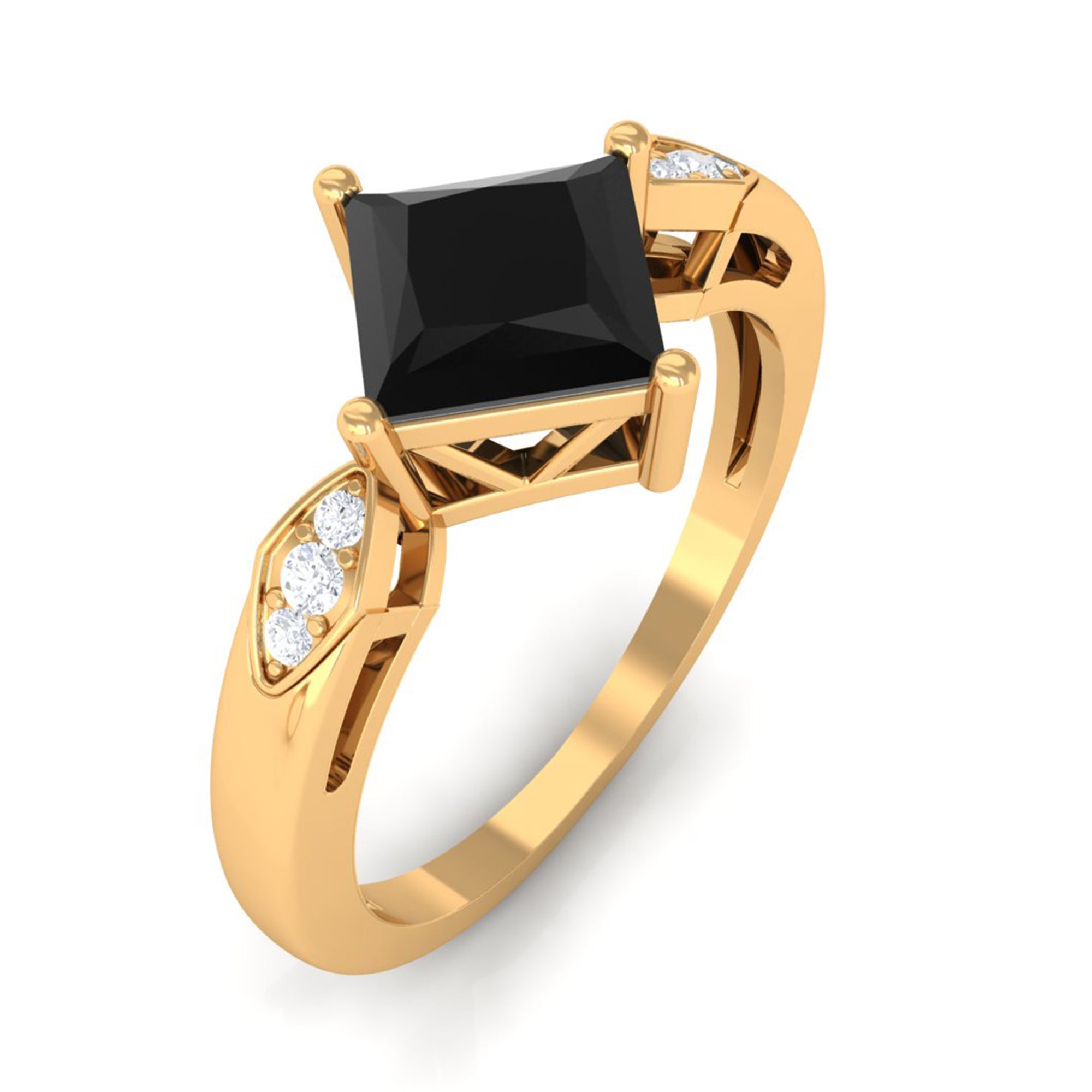 Vibrant Grown Labs-Princess Cut Lab Grown Black Diamond Solitaire Promise Ring