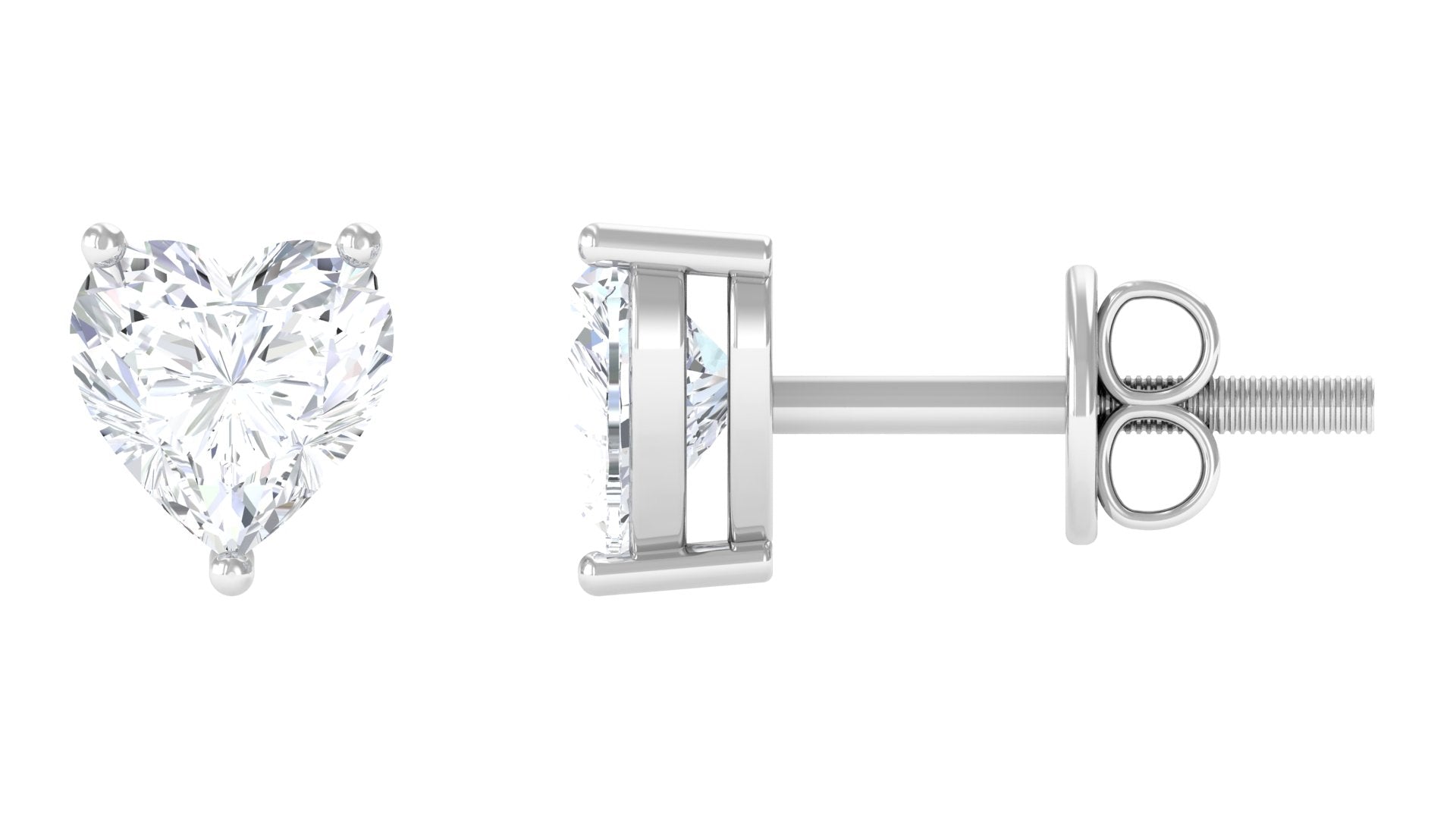 Heart Shape Lab Grown Diamond Solitaire Stud Earrings Lab Grown Diamond - ( EF-VS ) - Color and Clarity - Vibrant Grown Labs