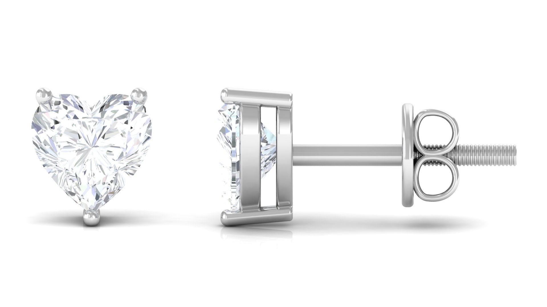 Heart Shape Lab Grown Diamond Solitaire Stud Earrings Lab Grown Diamond - ( EF-VS ) - Color and Clarity - Vibrant Grown Labs