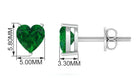 Lab Grown Emerald Heart Stud Earrings Lab Created Emerald - ( AAAA ) - Quality - Vibrant Grown Labs