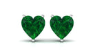 Lab Grown Emerald Heart Stud Earrings Lab Created Emerald - ( AAAA ) - Quality - Vibrant Grown Labs