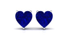 Heart Shaped Lab Grown Blue Sapphire Stud Earrings With Screw Back Lab Created Blue Sapphire - ( AAAA ) - Quality - Vibrant Grown Labs