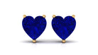 Heart Shaped Lab Grown Blue Sapphire Stud Earrings With Screw Back Lab Created Blue Sapphire - ( AAAA ) - Quality - Vibrant Grown Labs