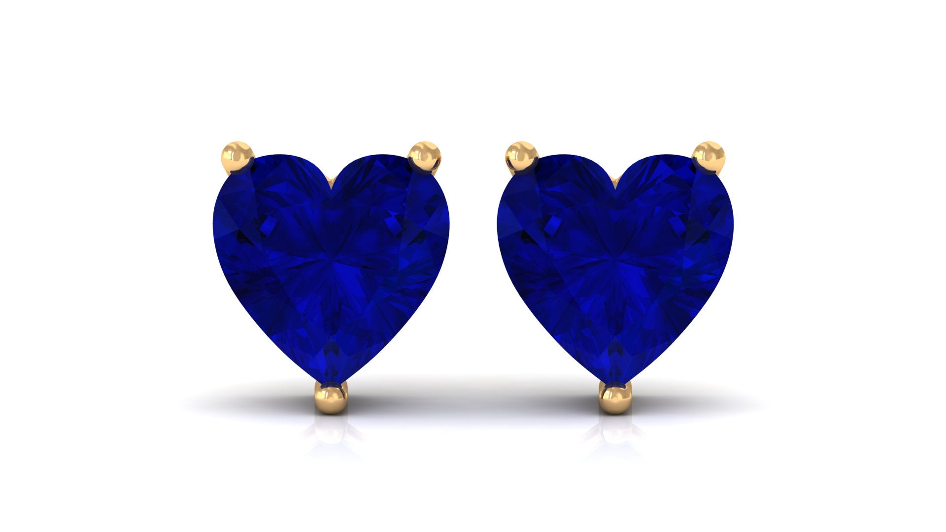 Heart Shaped Lab Grown Blue Sapphire Stud Earrings With Screw Back Lab Created Blue Sapphire - ( AAAA ) - Quality - Vibrant Grown Labs