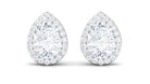 Pear Shape Halo Lab Grown Diamond Stud Earrings Lab Grown Diamond - ( EF-VS ) - Color and Clarity - Vibrant Grown Labs