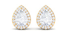 Pear Shape Halo Lab Grown Diamond Stud Earrings Lab Grown Diamond - ( EF-VS ) - Color and Clarity - Vibrant Grown Labs