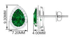 Pear Shaped Lab Grown Emerald Halo Stud Earrings Lab Created Emerald - ( AAAA ) - Quality - Vibrant Grown Labs