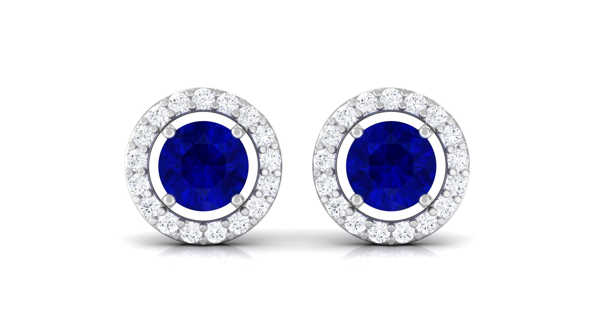 Lab Created Blue Sapphire Minimal Stud Earrings Lab Created Blue Sapphire - ( AAAA ) - Quality - Vibrant Grown Labs