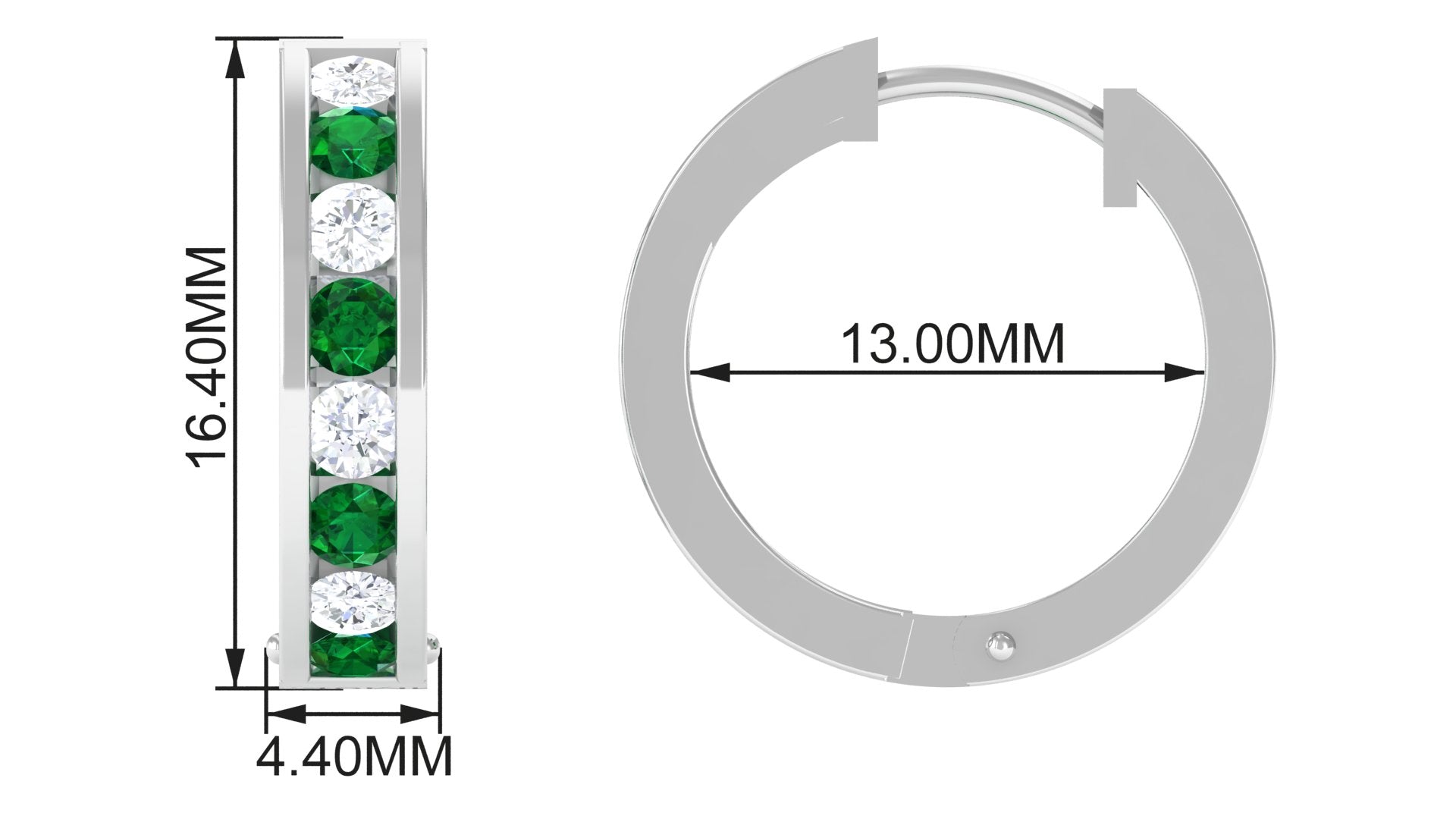 Lab Grown Emerald Hoop Earrings With Lab Grown Diamond Lab Created Emerald - ( AAAA ) - Quality - Vibrant Grown Labs