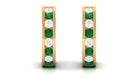 Lab Grown Emerald Hoop Earrings With Lab Grown Diamond Lab Created Emerald - ( AAAA ) - Quality - Vibrant Grown Labs