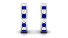 Lab Grown Blue Sapphire Hinged Hoop Earrings with Diamond Lab Created Blue Sapphire - ( AAAA ) - Quality - Vibrant Grown Labs