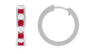 Minimal Lab Grown Ruby Hoop Earrings Lab Created Ruby - ( AAAA ) - Quality - Vibrant Grown Labs