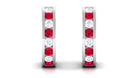 Minimal Lab Grown Ruby Hoop Earrings Lab Created Ruby - ( AAAA ) - Quality - Vibrant Grown Labs