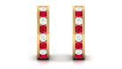 Minimal Lab Grown Ruby Hoop Earrings Lab Created Ruby - ( AAAA ) - Quality - Vibrant Grown Labs