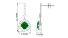 Lab Created Emerald Designer Drop Earrings With Lab Grown Diamond Lab Created Emerald - ( AAAA ) - Quality - Vibrant Grown Labs