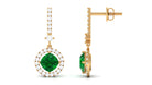 Lab Created Emerald Designer Drop Earrings With Lab Grown Diamond Lab Created Emerald - ( AAAA ) - Quality - Vibrant Grown Labs