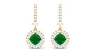 Lab Created Emerald Designer Drop Earrings With Lab Grown Diamond Lab Created Emerald - ( AAAA ) - Quality - Vibrant Grown Labs