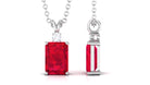 Emerald Cut Lab Grown Ruby Solitaire Pendant Necklace Lab Created Ruby - ( AAAA ) - Quality - Vibrant Grown Labs