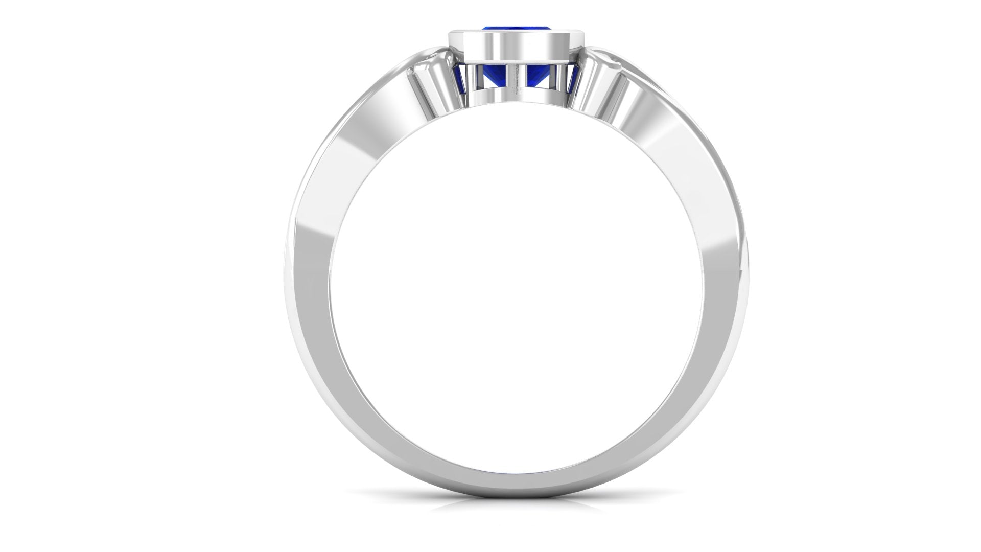 Cushion Cut Lab Grown Blue Sapphire Solitaire Promise Ring Lab Created Blue Sapphire - ( AAAA ) - Quality - Vibrant Grown Labs