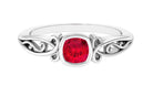 Lab Created Ruby Solitaire Filigree Ring Lab Created Ruby - ( AAAA ) - Quality - Vibrant Grown Labs